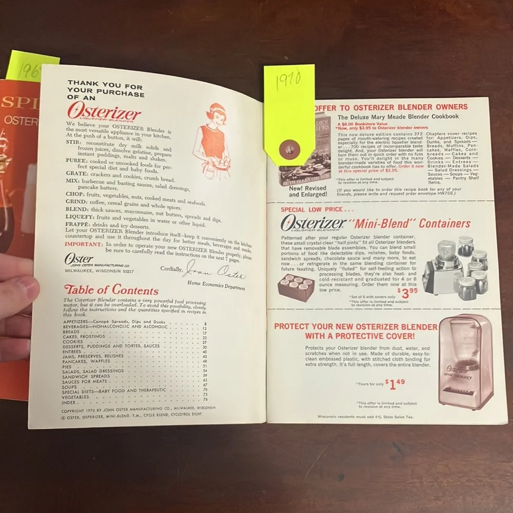 Set of 2 Vintage 1969 & 1970 Osterizer Blender Spin Cookery Cookbooks